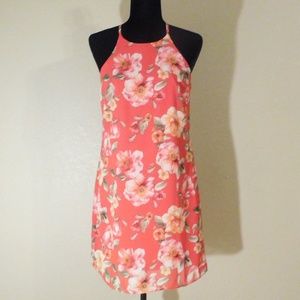 Orange Floral Spaghetti Strap Dress
